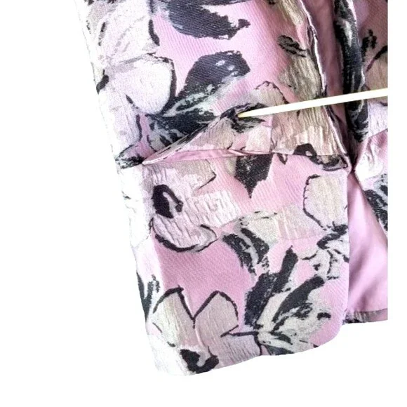 Anthropologie HUTCH Blazer Jacket Pink Floral 3/4 Sleeves Sz Small Shimmery Open - Picture 7 of 13